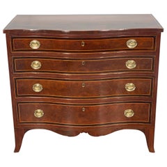 Antique 19th Century American Federal Serpentine Mahogany Chest of Drawers 