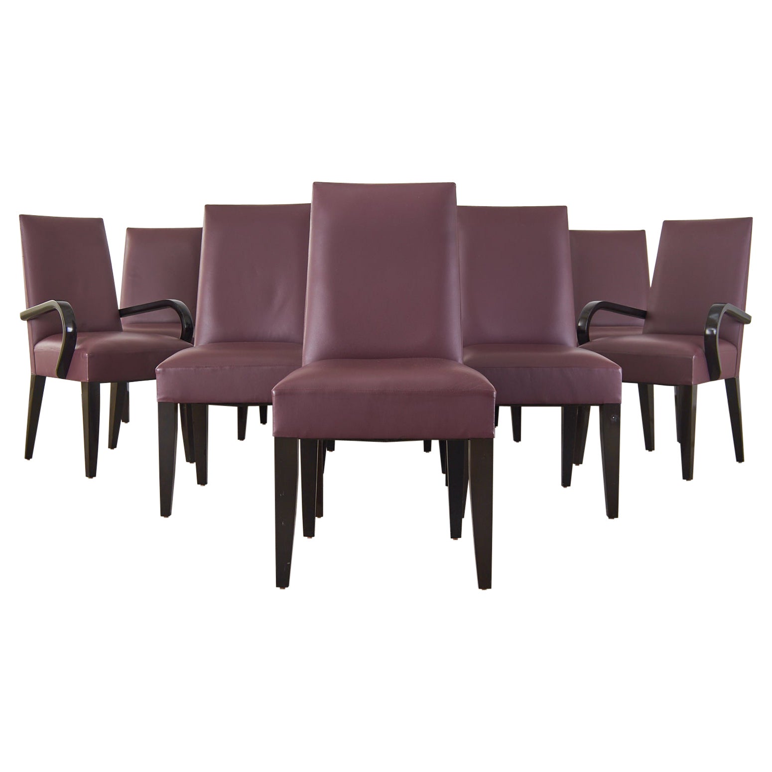 Set of Ten Dakota Jackson Leather Dolce Dining Chairs For Sale