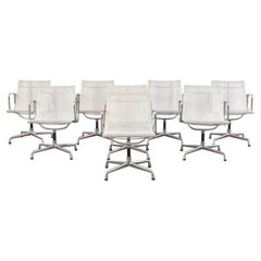 Set of Eight Eames Mid-Century Chrome Armchairs by Vitra