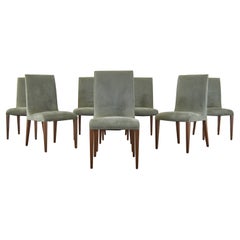 Set of Eight Hardwood Framed Modern Style Ultrasuede Dining Chairs