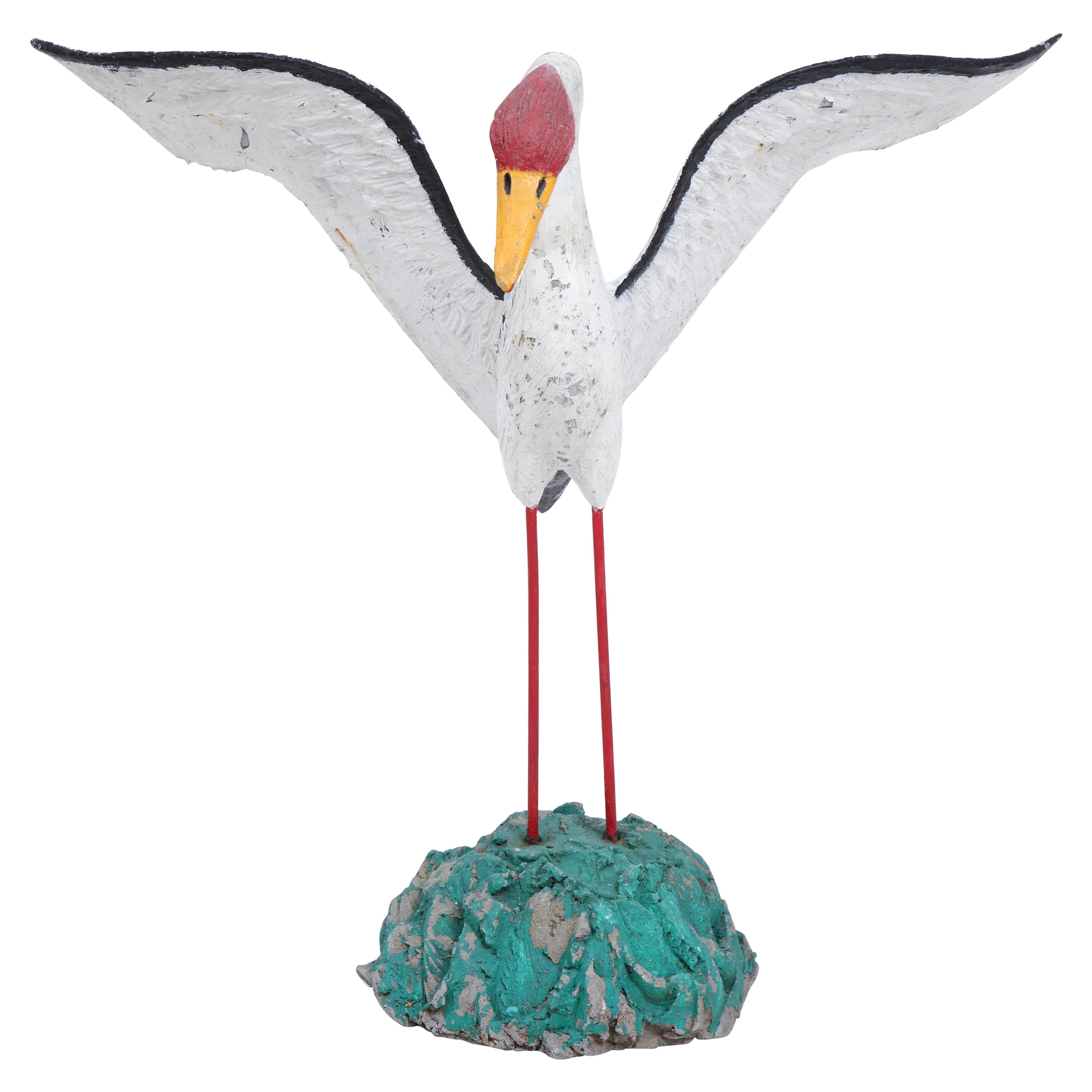 Painted Seagull Sculpture with Large Wingspan For Sale