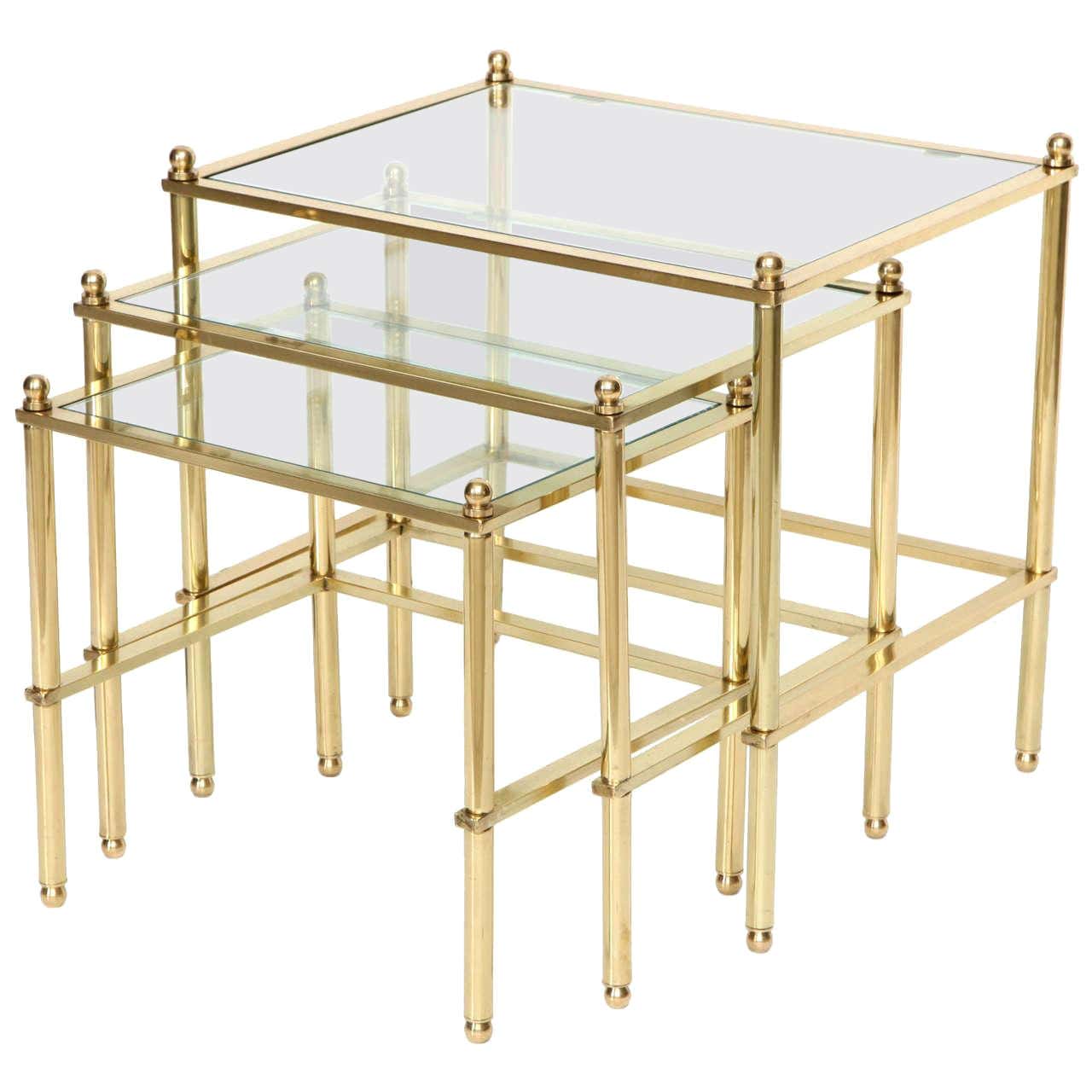 Set of Three Brass Nesting Tables For Sale at 1stDibs