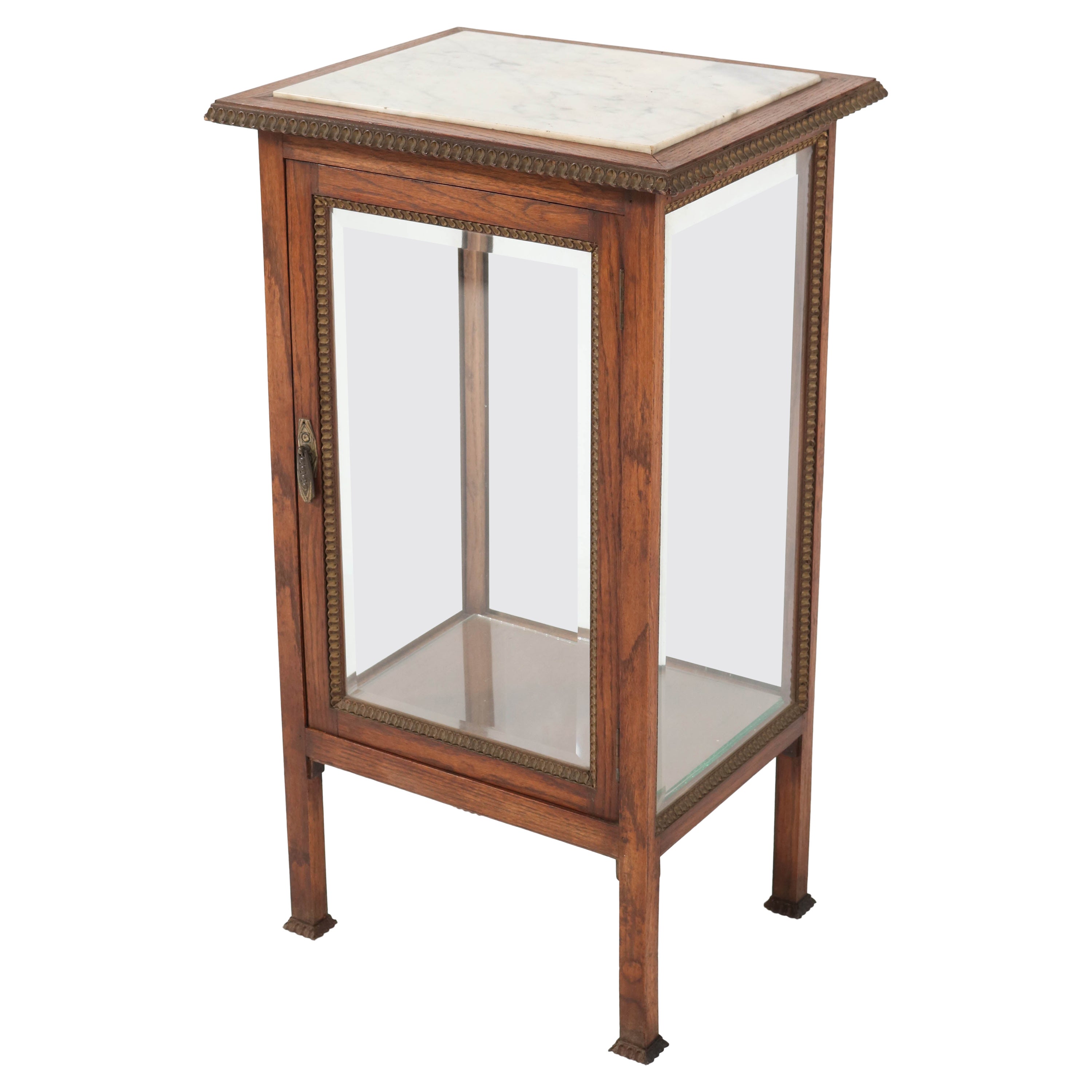 Oak French Art Deco Display Cabinet with Beveled Glass, 1930s For Sale