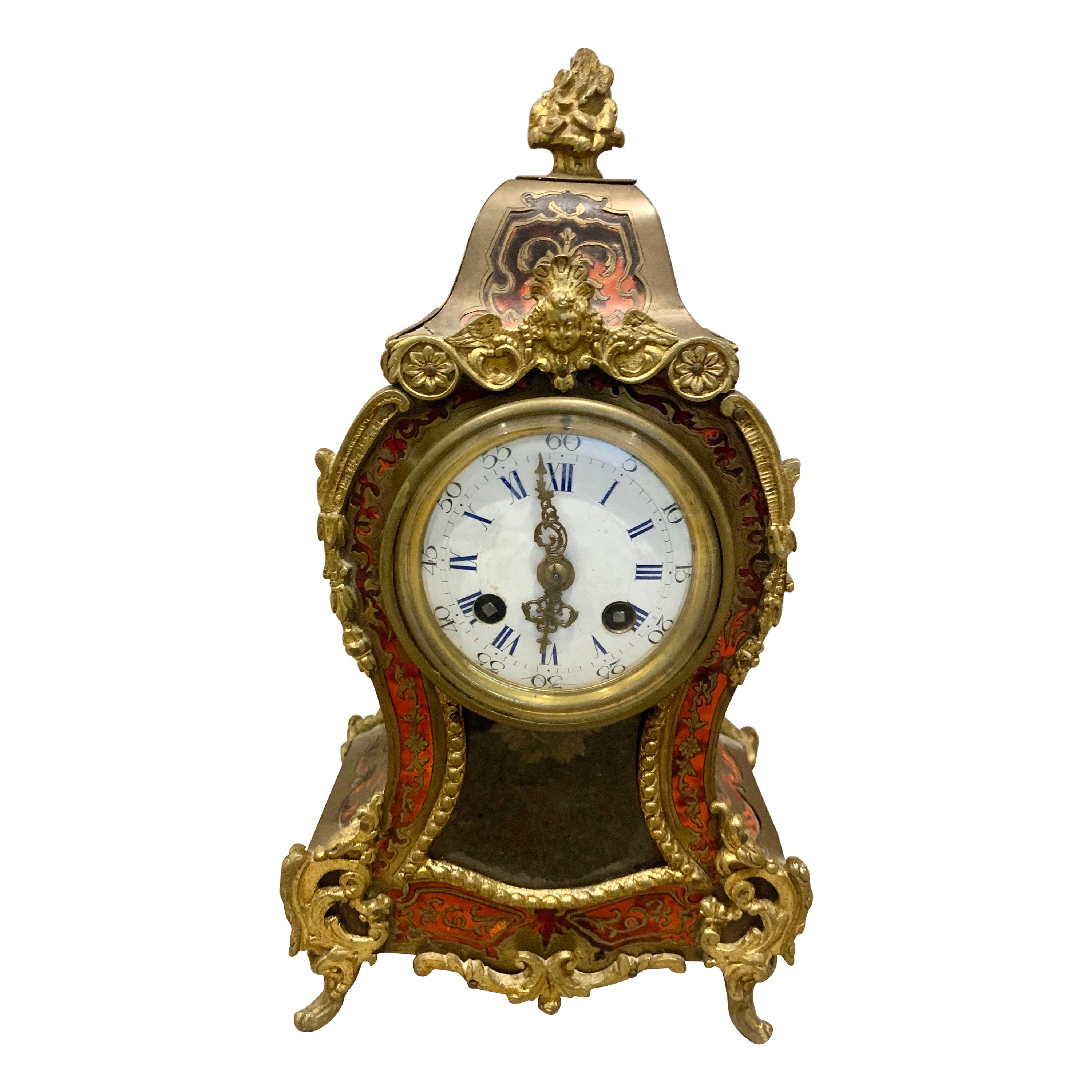 Wooden Napolean Mantel Table Desk Clock Mahogany Finish Roman Dial 12 x 24 cm 