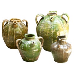 Vintage Set of Four Glazed Artisan Crafted Jars