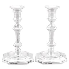Used Victorian Silver Taper Candlesticks, 1893
