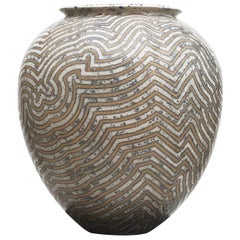 Per Weiss Colossal Stoneware Floor Vase with Geometric Pattern