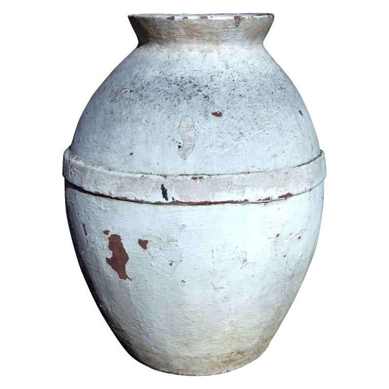 White Washed Cement Storage Jar For Sale