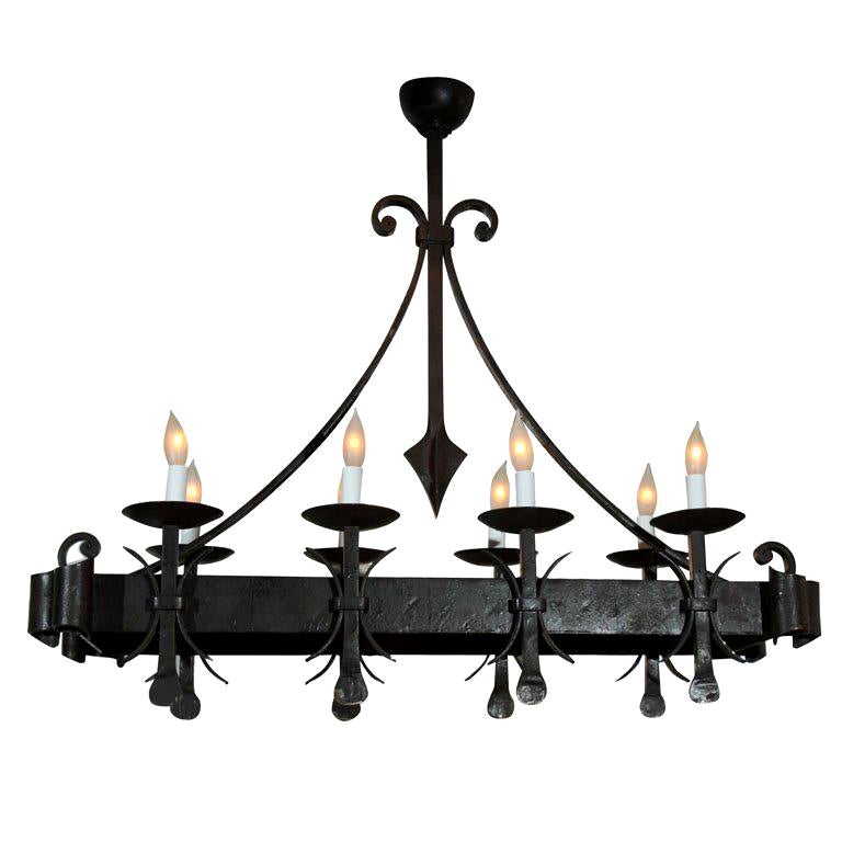 Gothic Style Painted Iron Chandelier For Sale