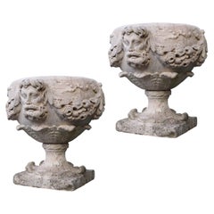 Two 18th Century English Carved Limestone Urns