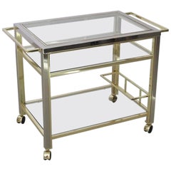 Bar Cart in Chrome and Brass in the Style of Willy Rizzo