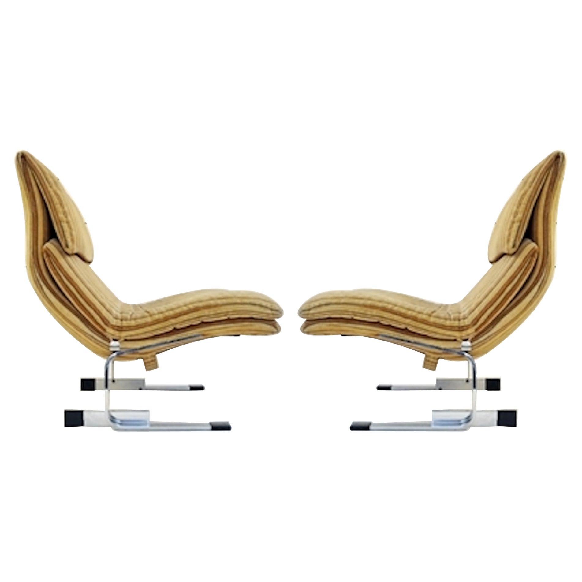 Pair of Mid-Century Lounge Chairs by Giovanni Offredi for Saporiti, 1970s