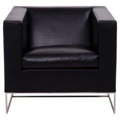 Minotti Klee Black Leather Armchair by Rodolfo Dordoni For Sale at 1stDibs