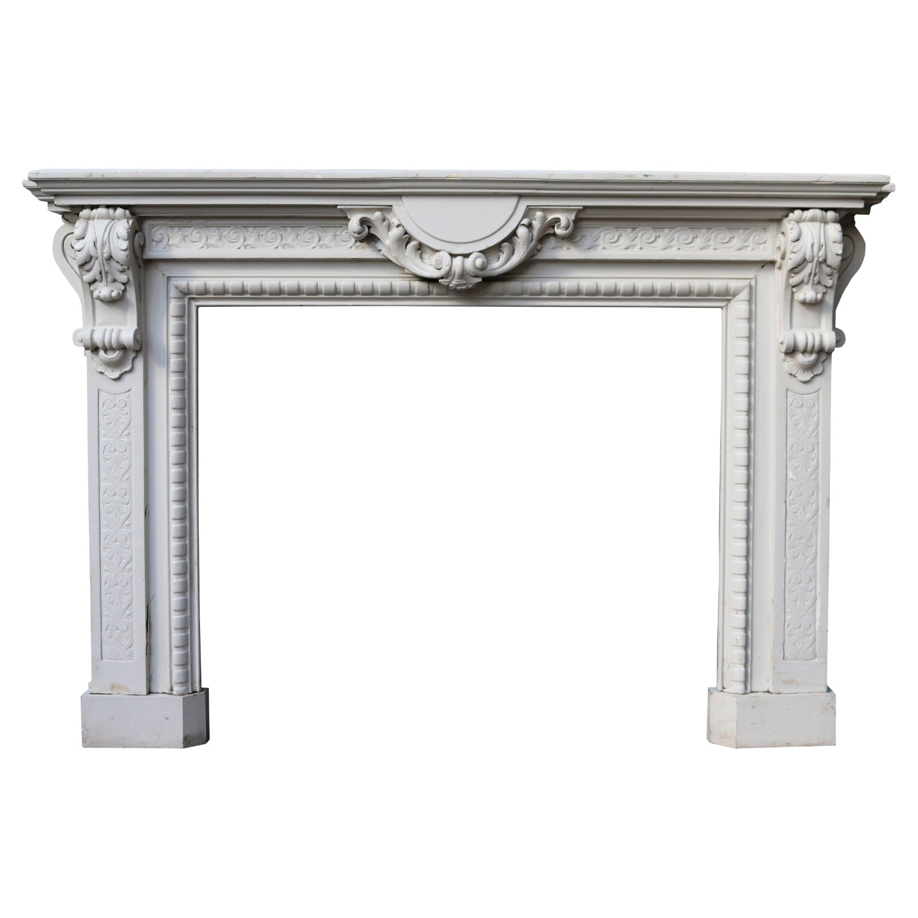 Carved Oak Antique Fire Mantel by GUERET FRERES