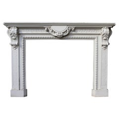Carved Oak Used Fire Mantel by GUERET FRERES