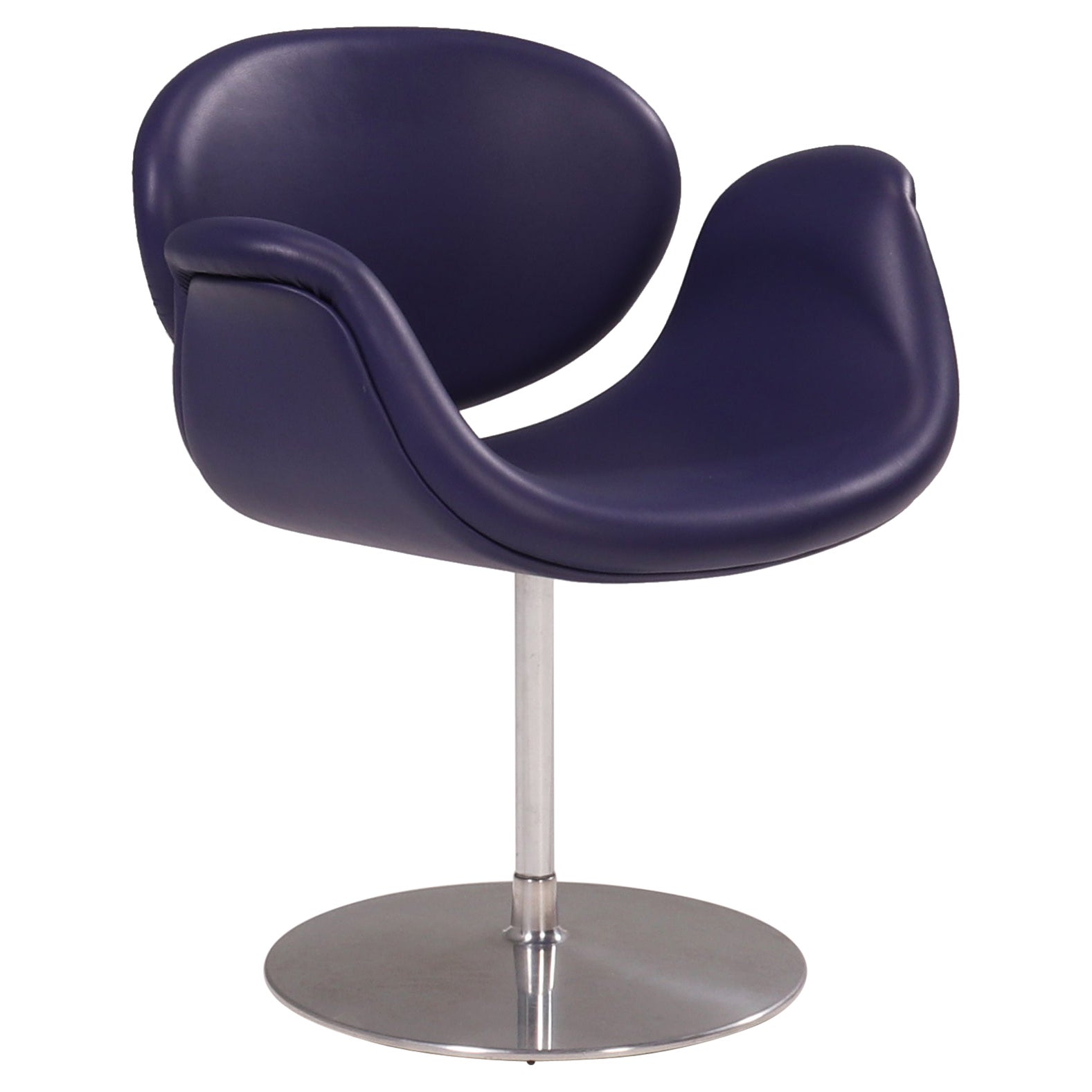 Artifort by Pierre Paulin Little Tulip Purple Leather Swivel Chair, 1960's