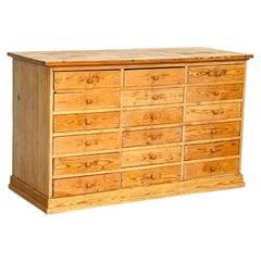 Antique Pine Apothecary Shop Cabinet with 18 Drawers