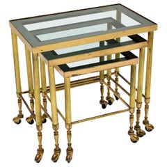 1960's Vintage French Brass Nest of Tables
