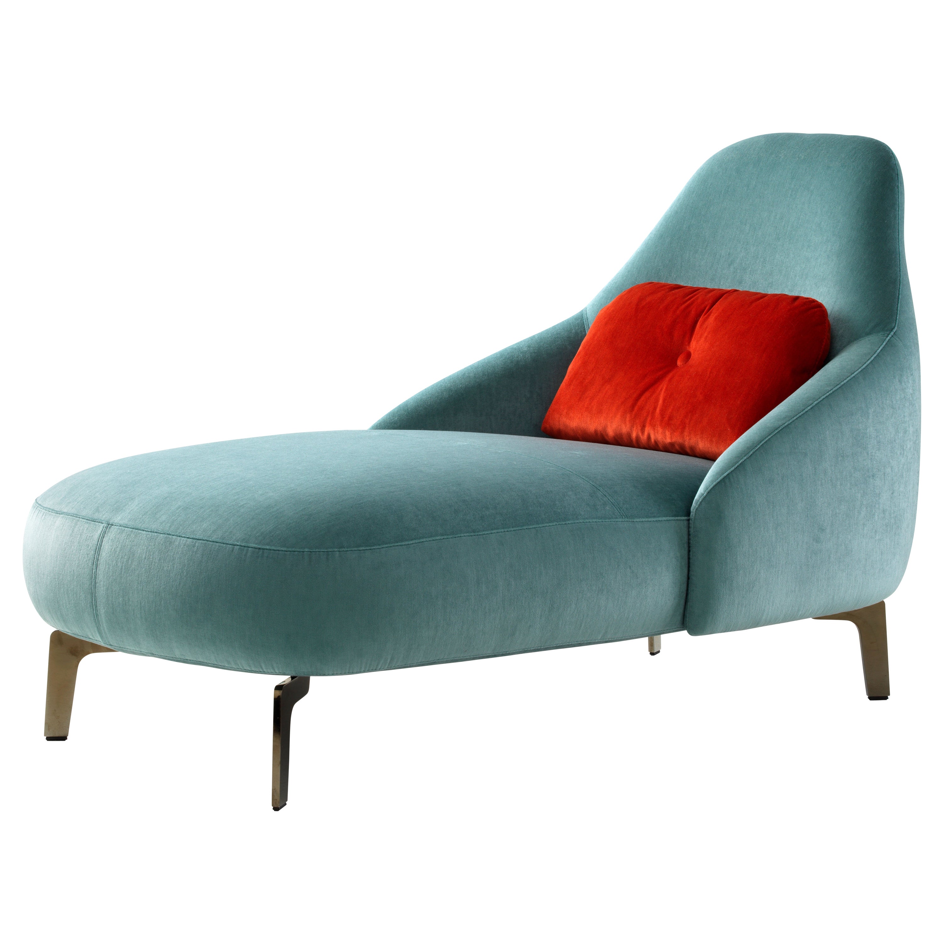 Jill Chaise Longue by Leolux in Aqua Velvet Fabric For Sale