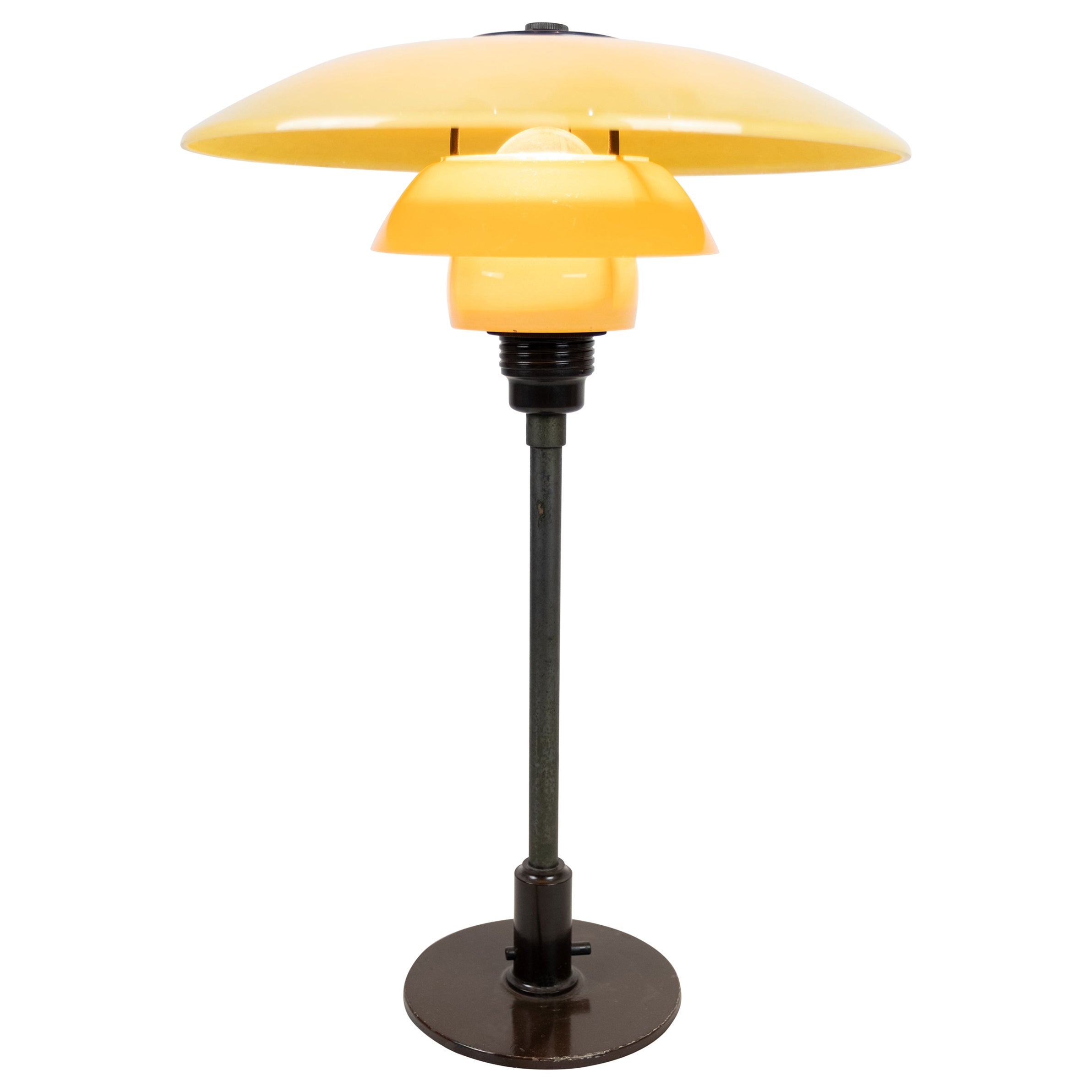 PH 3-1/2 2-1/2 Patented, Table Lamp, Metal, Yellow Matt Opal Shade, 1933 at  1stDibs