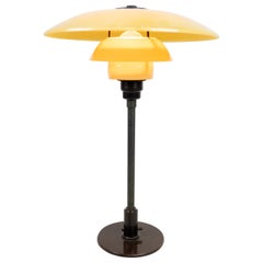 PH 3-1/2 2-1/2 Patented, Table Lamp, Metal, Yellow Matt Opal Shade, 1933