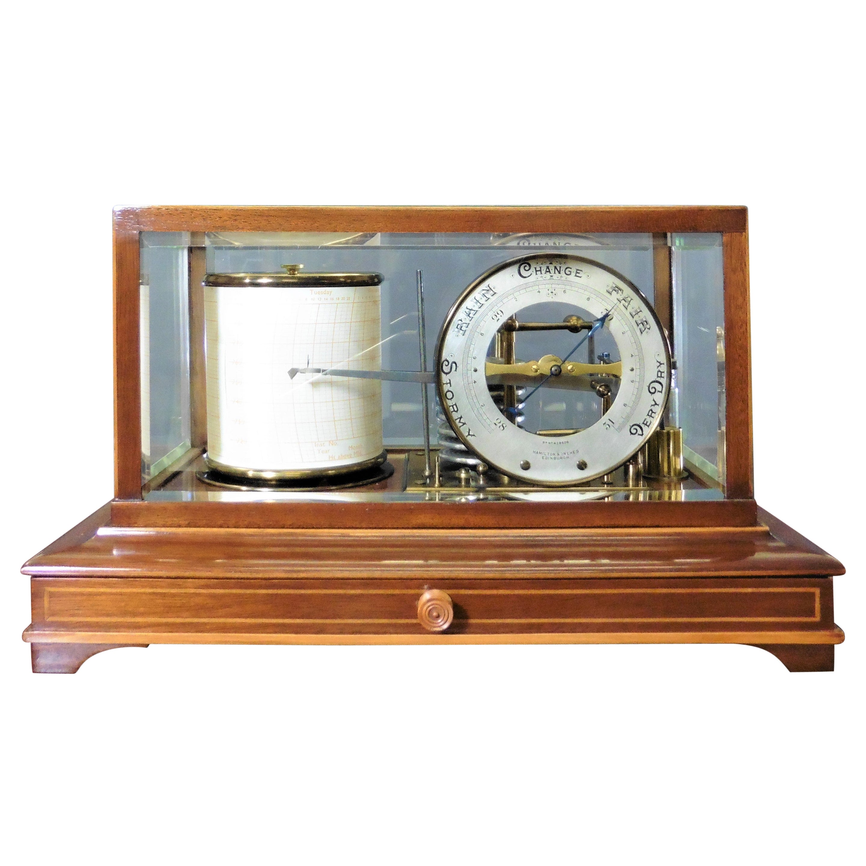 Edwardian Mahogany Barograph by Hamilton and Inches, Edinburgh For Sale