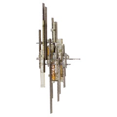 Vintage Very Large Brutalist Sconce by Albano Poli for Poliarte, 1970s