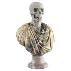 Italian Marble Bust Vanitas / Memento Mori 19th Century Carved Sculpture Italy