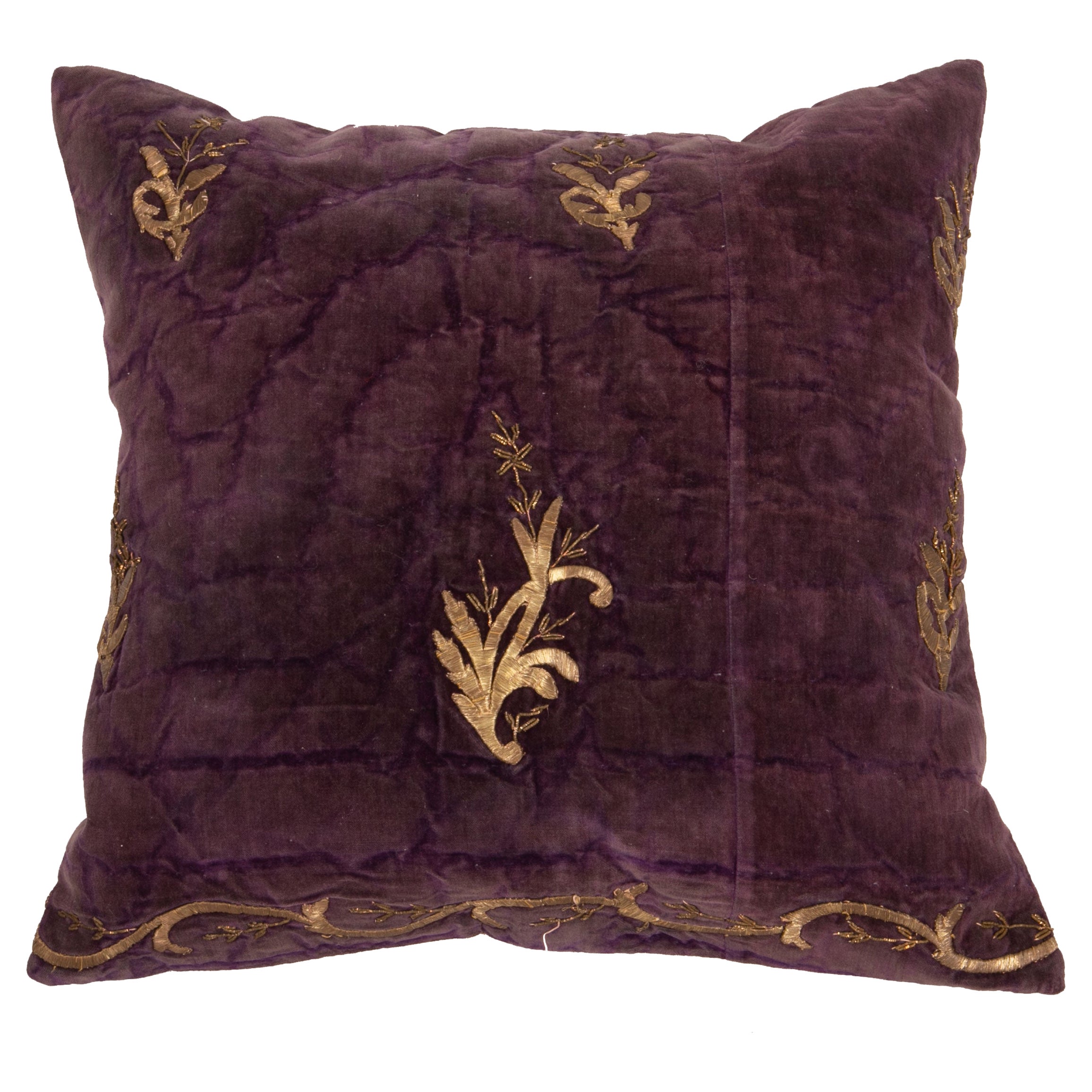 Antique Ottoman Empire Embroidered Blue Velvet Pillow at 1stDibs