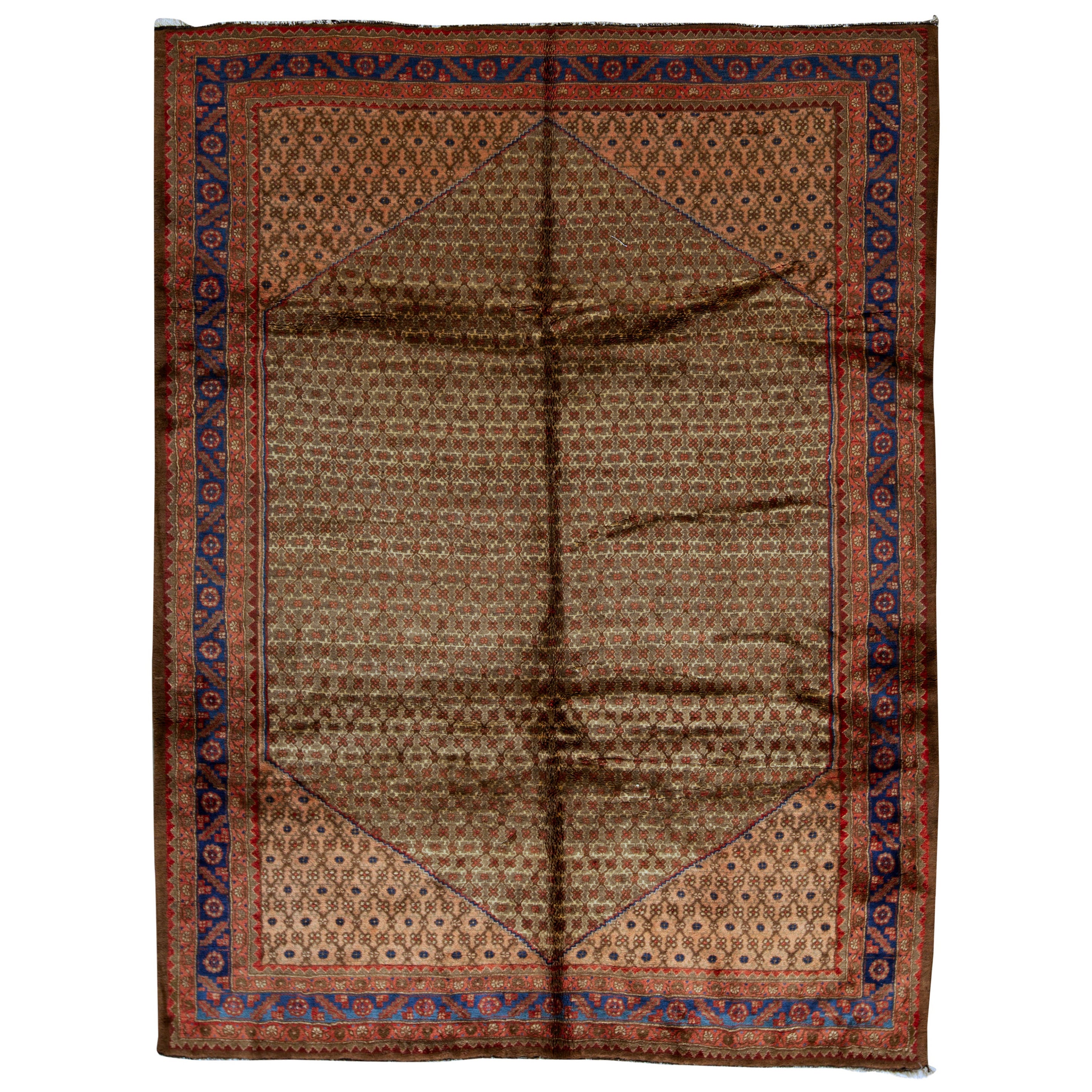   Antique Persian Fine Traditional Handwoven Luxury Wool Cream Rug For Sale