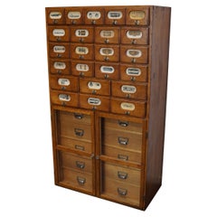 Vintage German Industrial Oak and Pine Apothecary Cabinet, Mid-20th Century