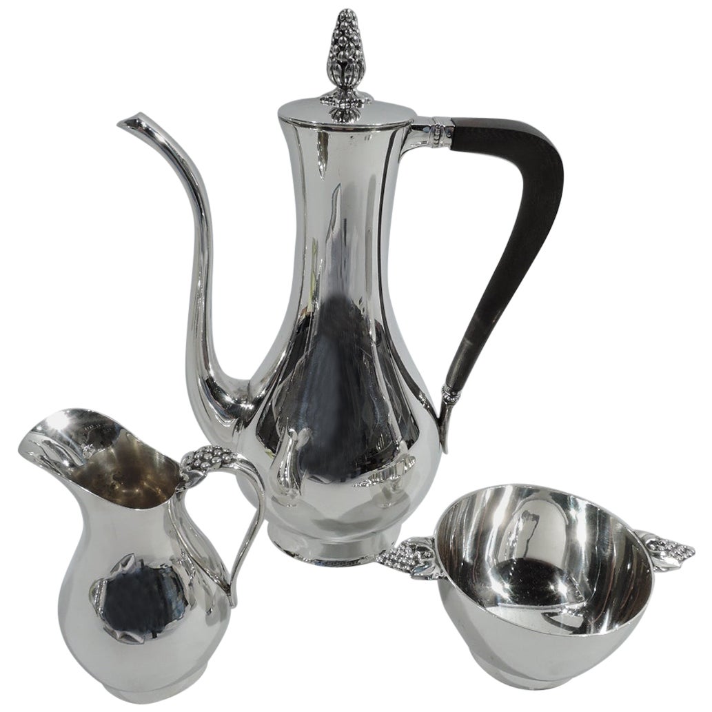 Mesick Modernist Sterling Silver Three Piece Coffee Set at 1stDibs