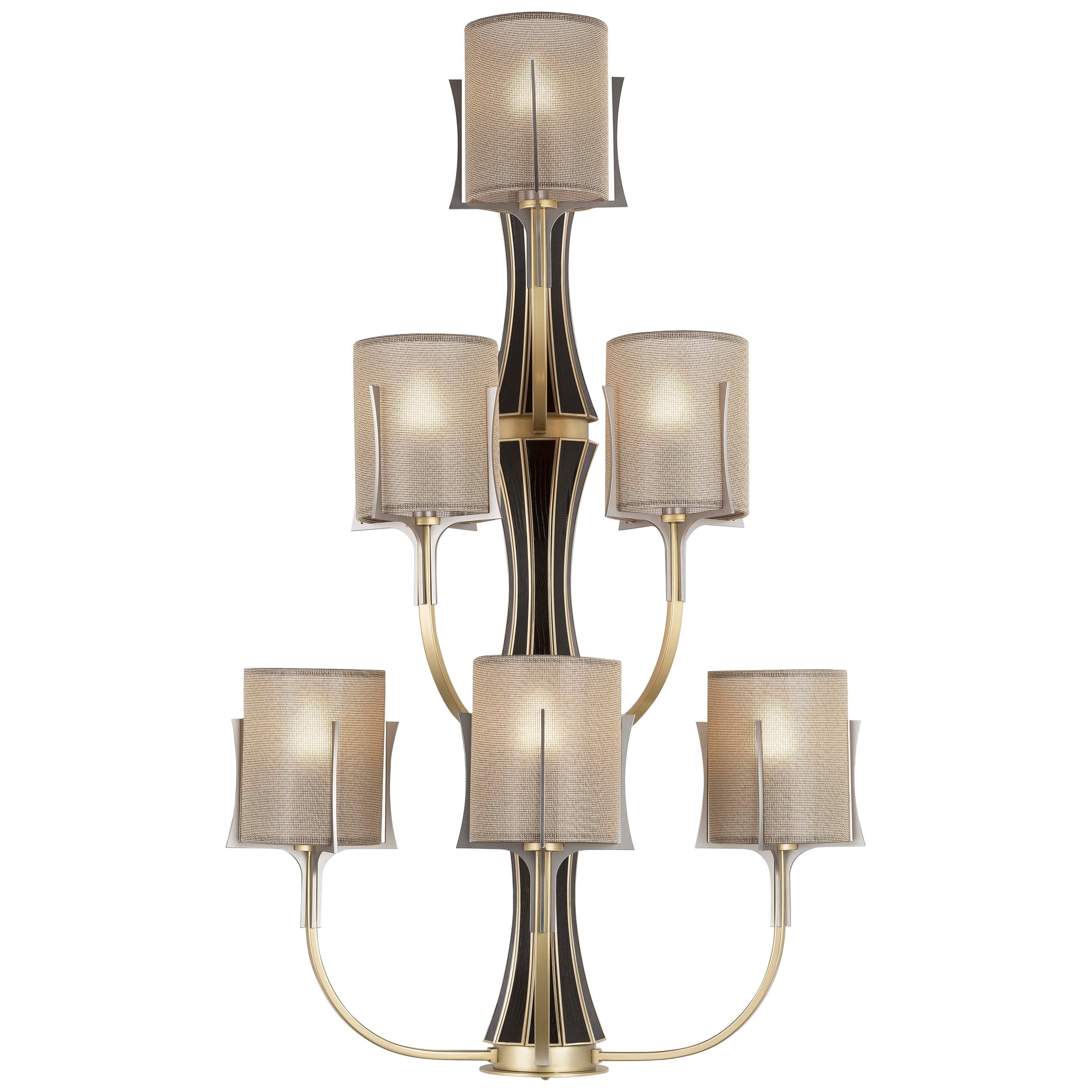 Lampada da parete New Flow 2125-GK-24 in ottone e intarsi in pelle
