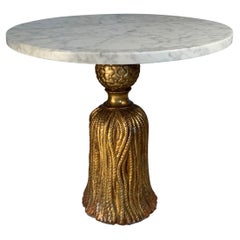 Antique 1940's Italian Gilded Tassel Base Marble Table
