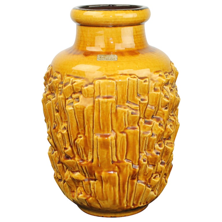 Caramel Brown Vase, Tönnieshof Carstens W-Germany, 1960s For Sale