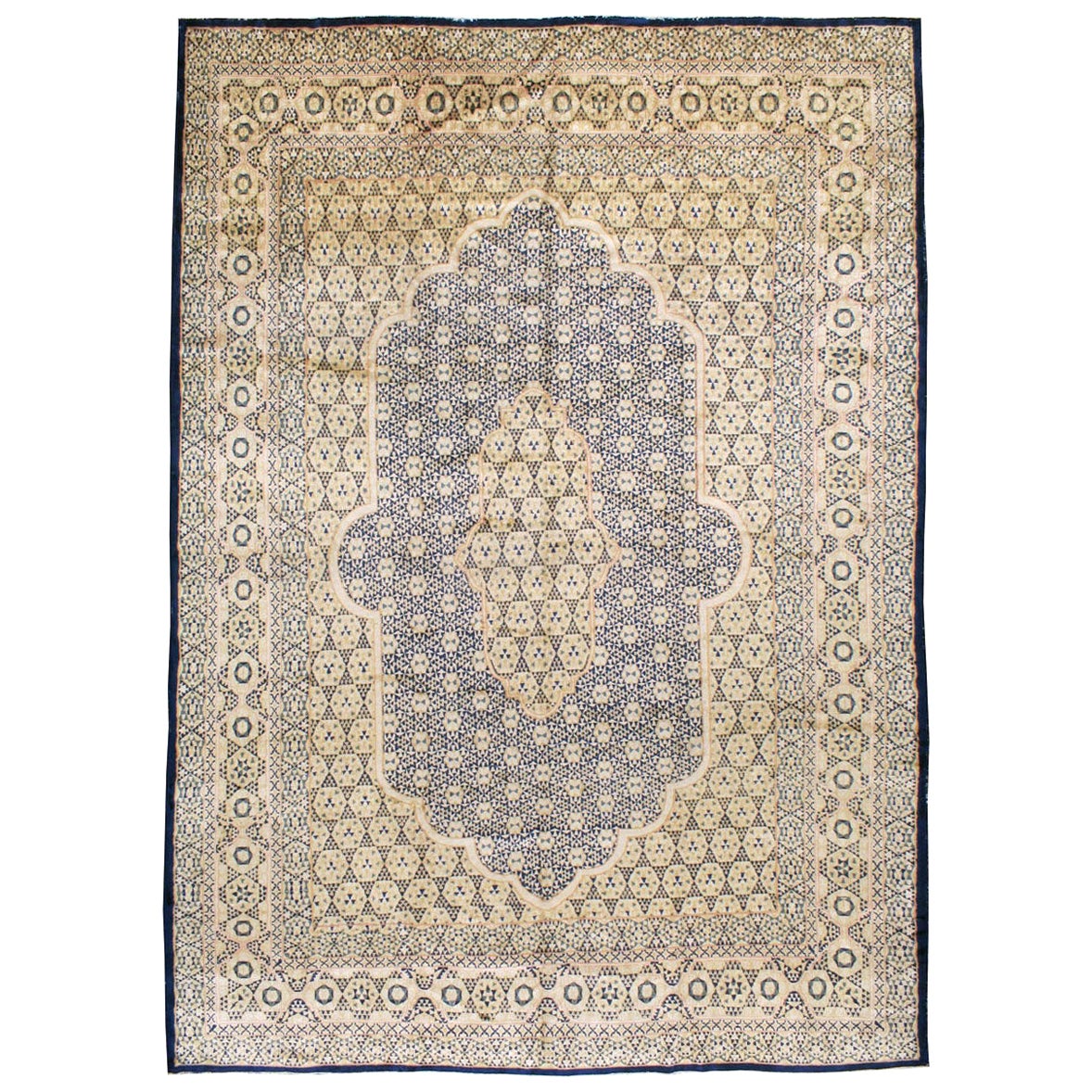 Mid-20th Century Handmade Persian Kerman Room Size Carpet