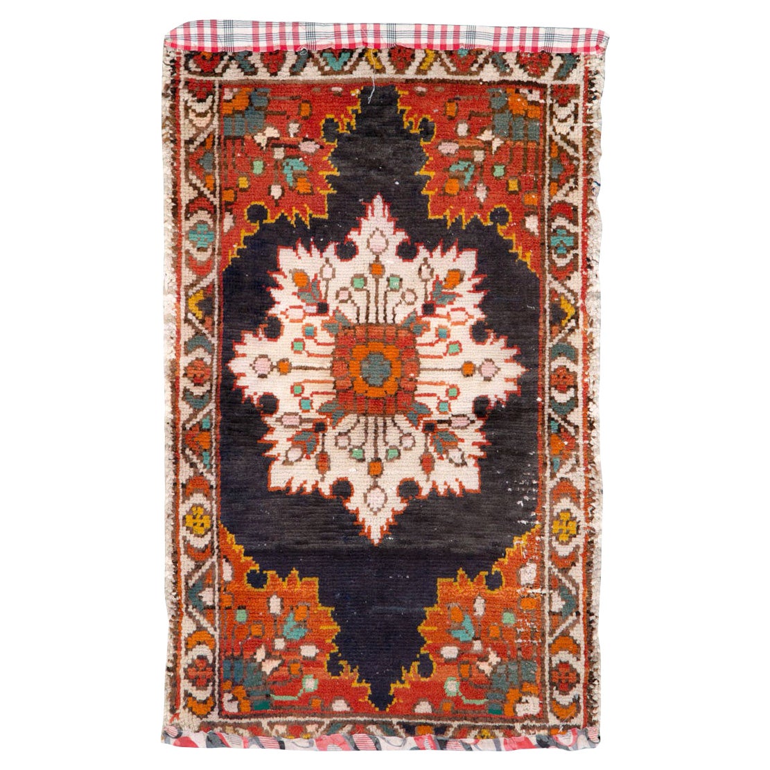 Mid-20th Century Handmade Persian Hamadan Throw Rug For Sale