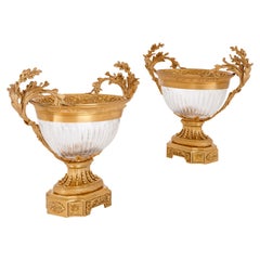 Pair of Neoclassical Style Gilt Bronze and Glass Centrepiece Bowls