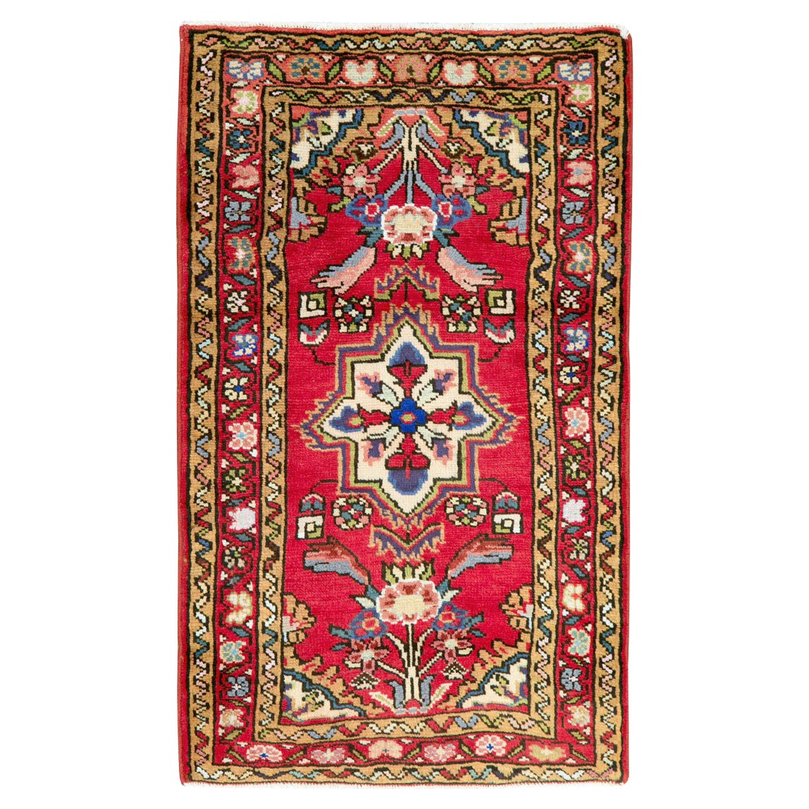 Mid-20th Century Handmade Persian Hamadan Throw Rug For Sale