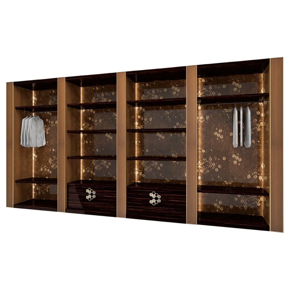 Wardrobes Structure Metal Solid Wood Decorative Handles Led Light Customizable For Sale