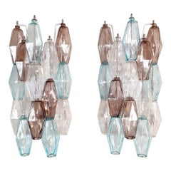 Blue Murano Glass Pair of Sconces by Venini 