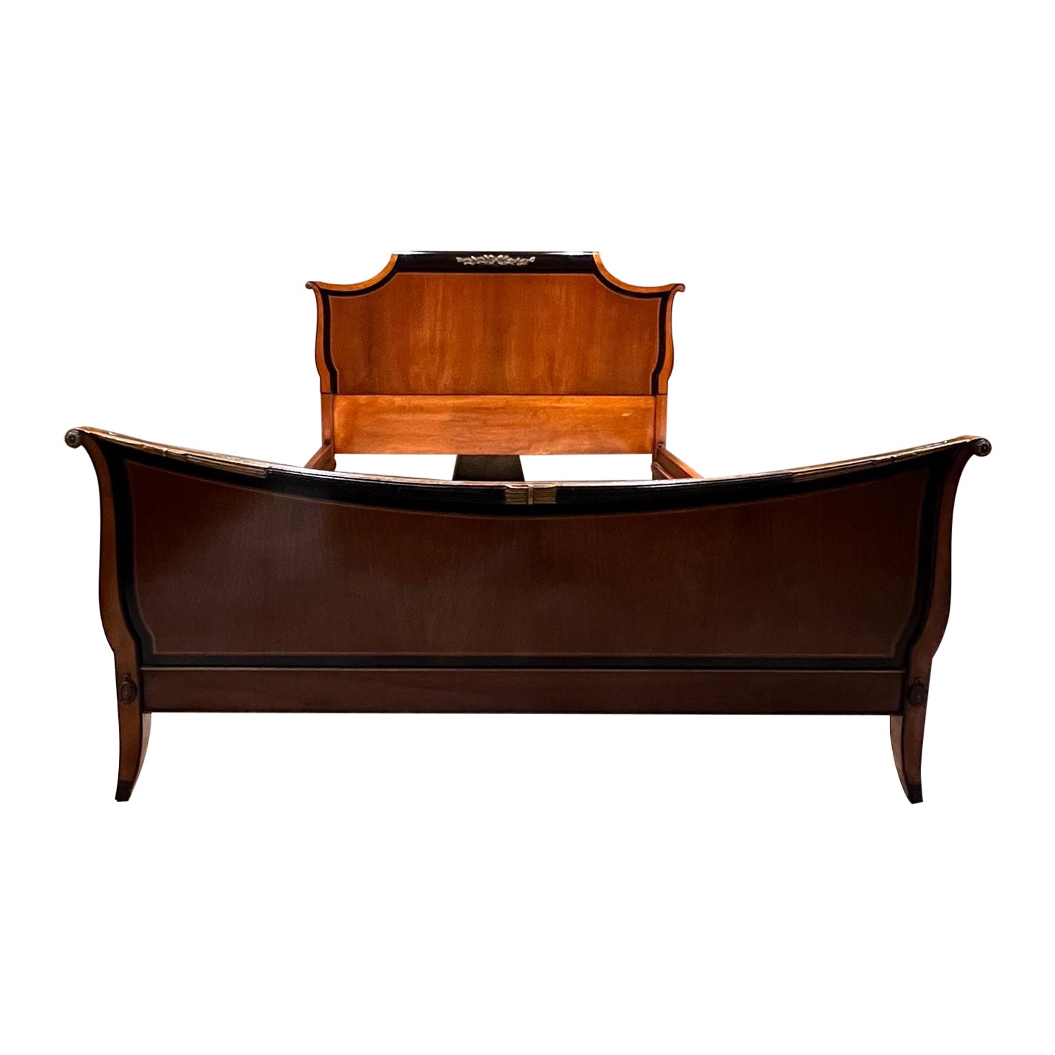 French Empire Walnut Bed Exquisite Bronze Ormolu Landstrom