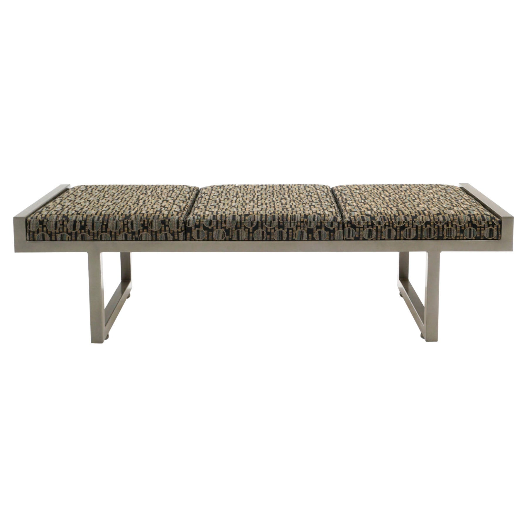 Upholstered Bench in Like New Condition. Heavy Steel Frame in Gray / Taupe