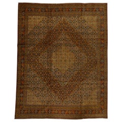 Vintage Persian Fine Traditional Handwoven Luxury Wool Cream / Brown Rug