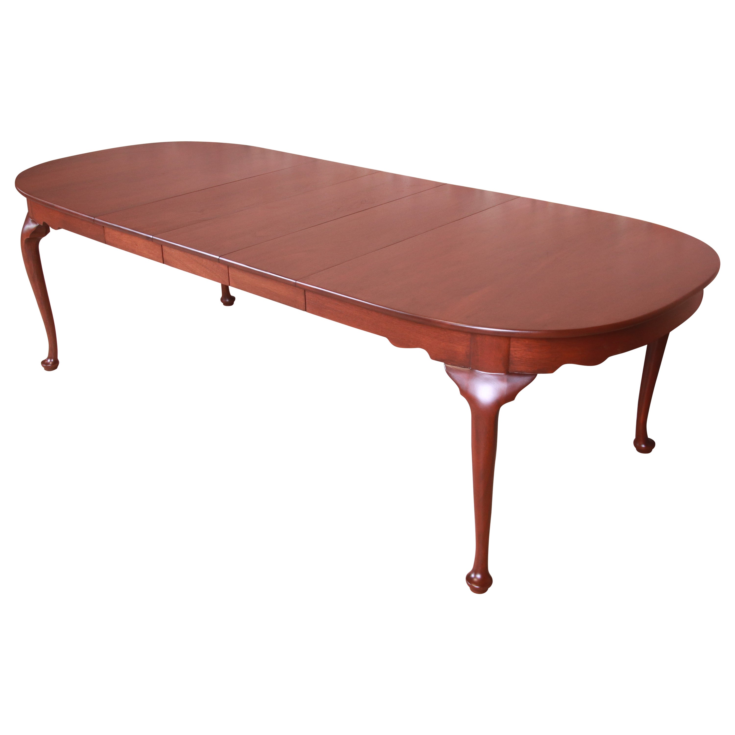 Henkel Harris Queen Anne Solid Mahogany Extension Dining Table, Newly Refinished