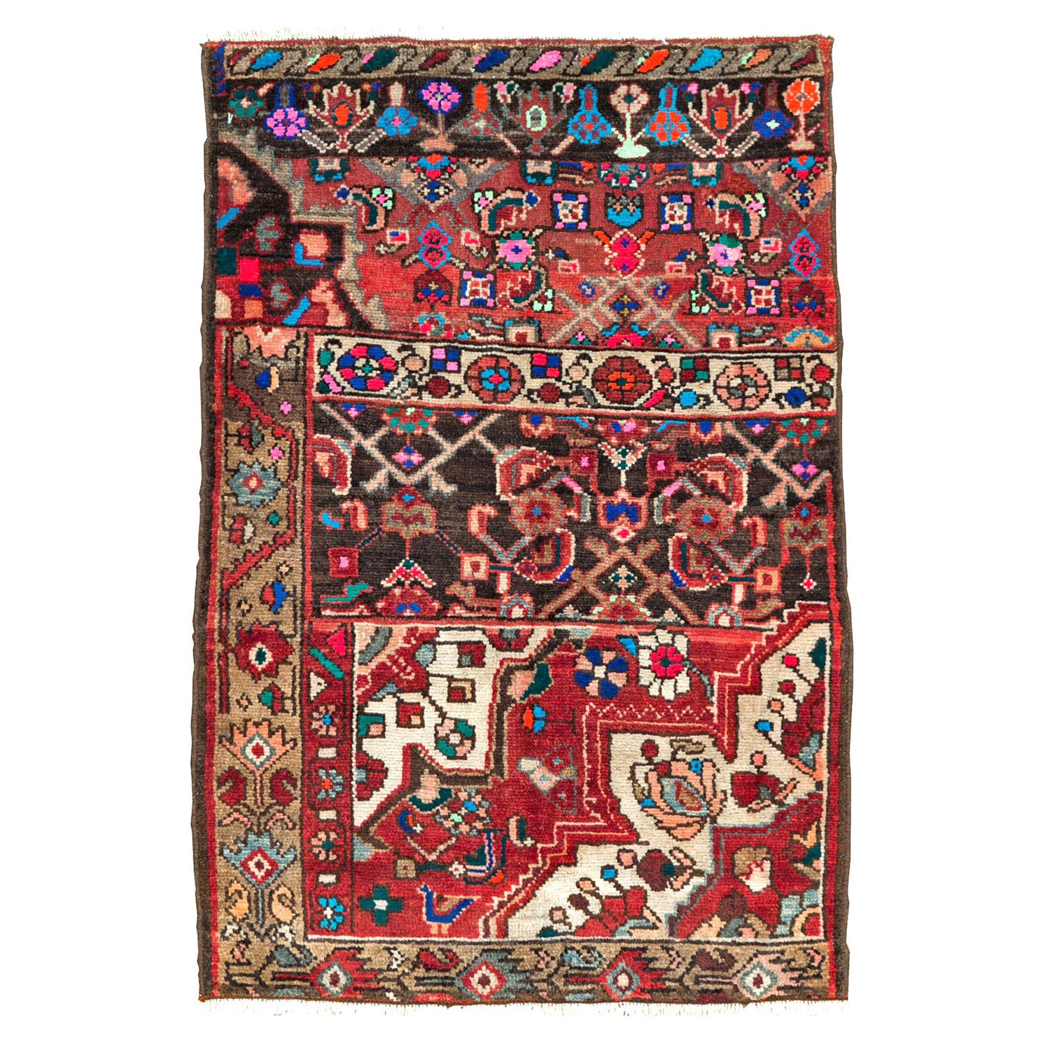 Mid-20th Century Handmade Persian Wagireh Hamadan Throw Rug