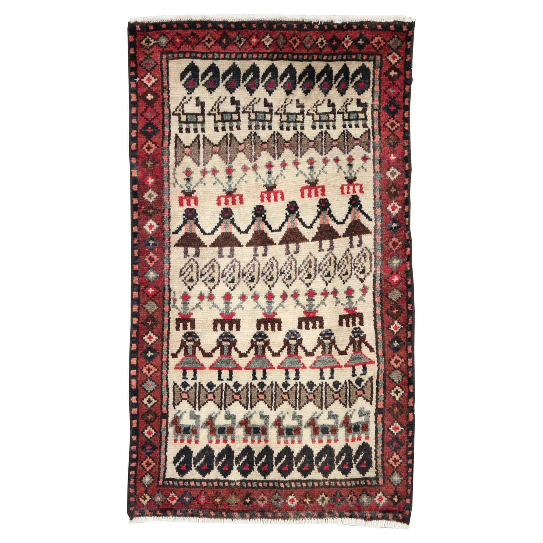 Mid-20th Century Handmade Persian Baluch Throw Rug