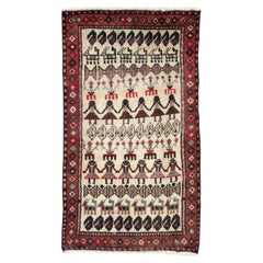 Vintage Mid-20th Century Handmade Persian Baluch Throw Rug