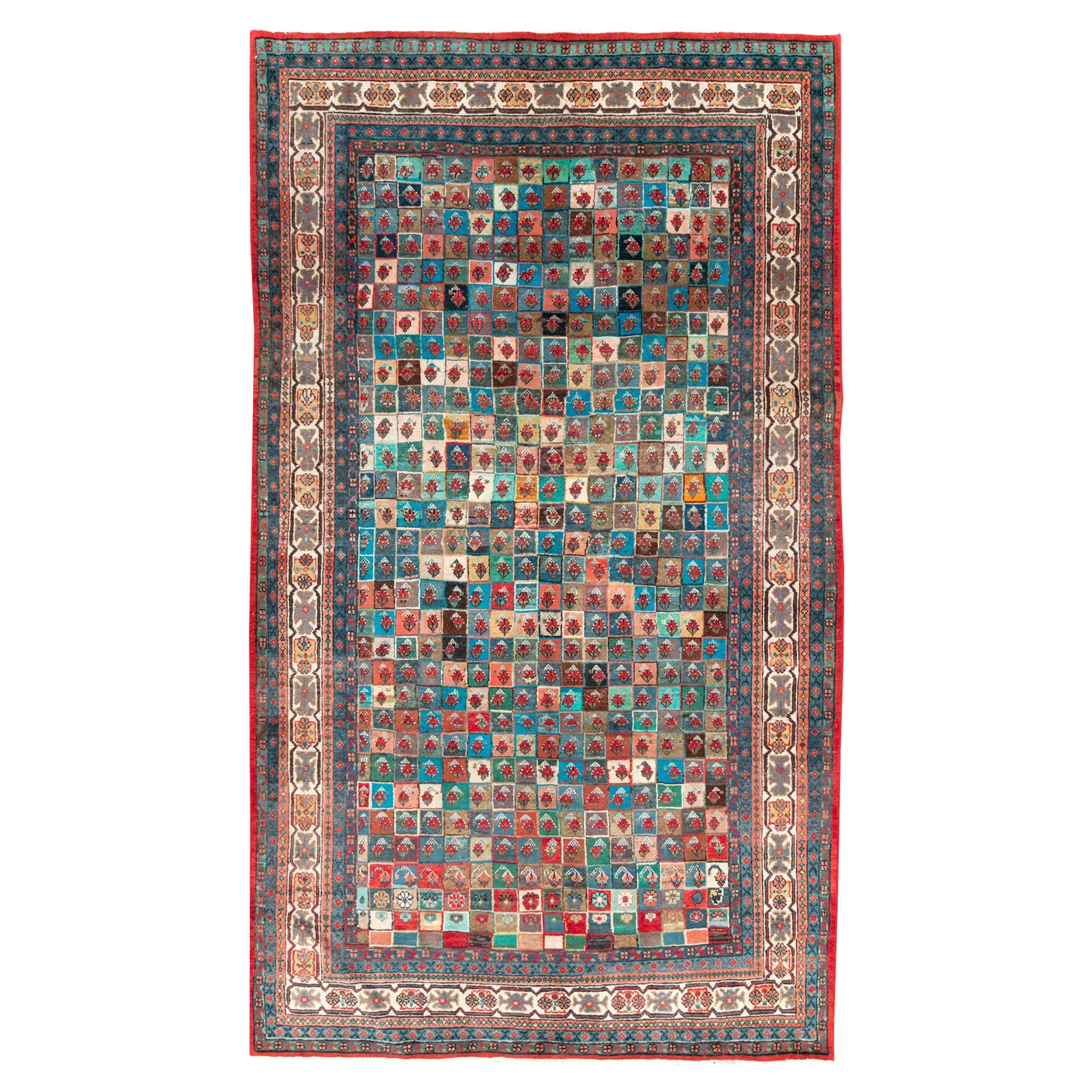 Handgefertigter persischer Mahal-Akzentteppich aus der Mitte des 20. Jahrhunderts