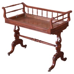 Baker Furniture Georgian Carved Mahogany Tea Table with Removable Copper Tray
